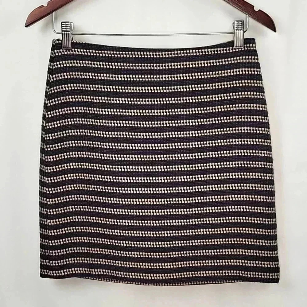 LOFT Petites Black/ Blue/ Tan Mini Skirt Size 2 Petite
